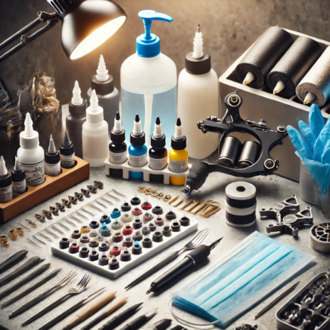 Professionelles Tattoo-Equipment mit hochwertigen Maschinen, Nadeln und Zubehör.